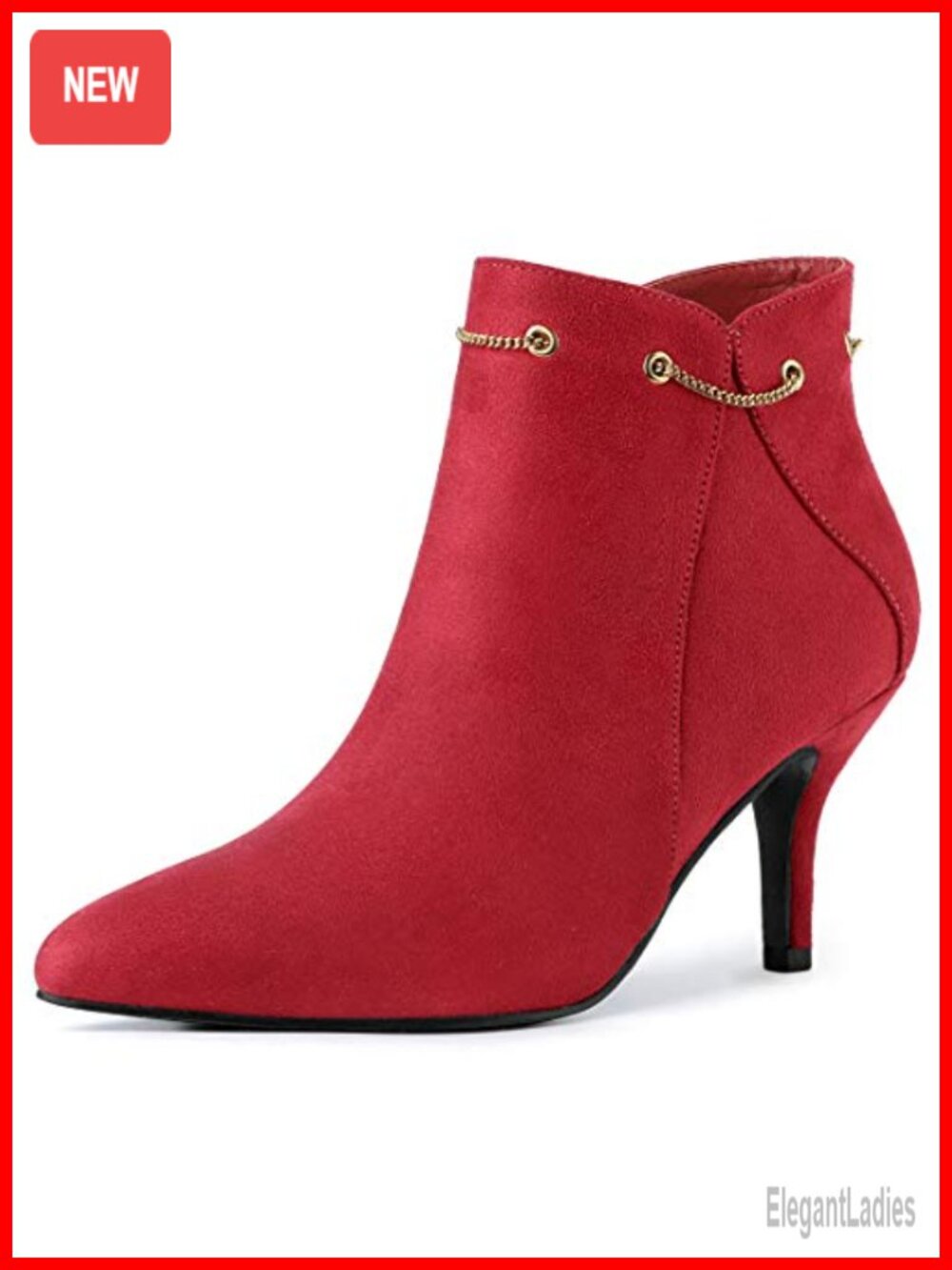 Faux Suede Pointed Toe Stiletto Heel Ankle Booties Side Zip
